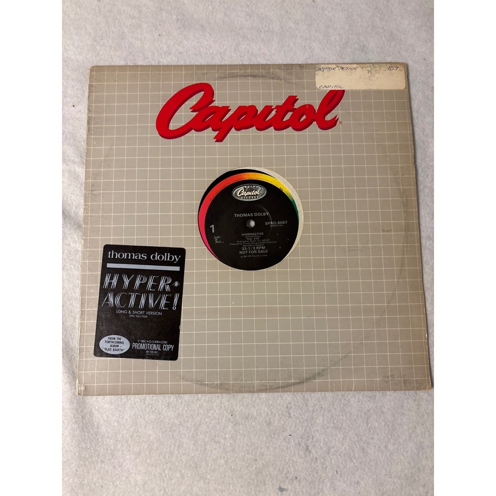 Thomas Dolby Hyperactive 12" Vinyl Promo Single 1984 Capitol SPRO-9067 33 RPM